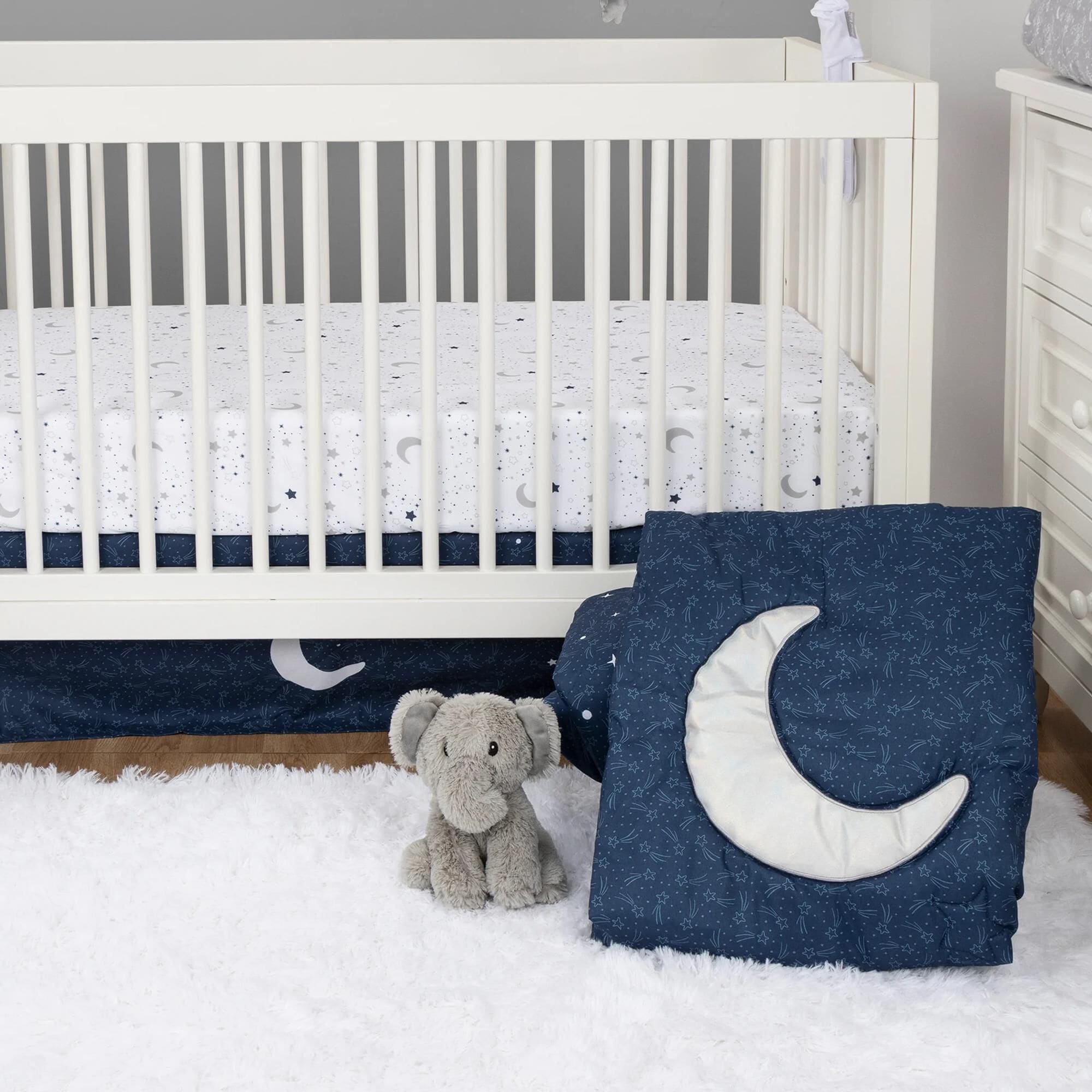 Trend Labs Shooting Stars 4 Piece Crib Bedding Set in Navy NFM