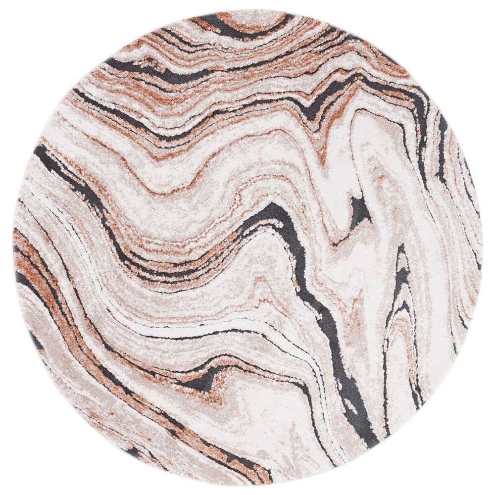 Safavieh Cyrus Shag CYR136A 6"7" Round Beige and Rust Area Rug, , large