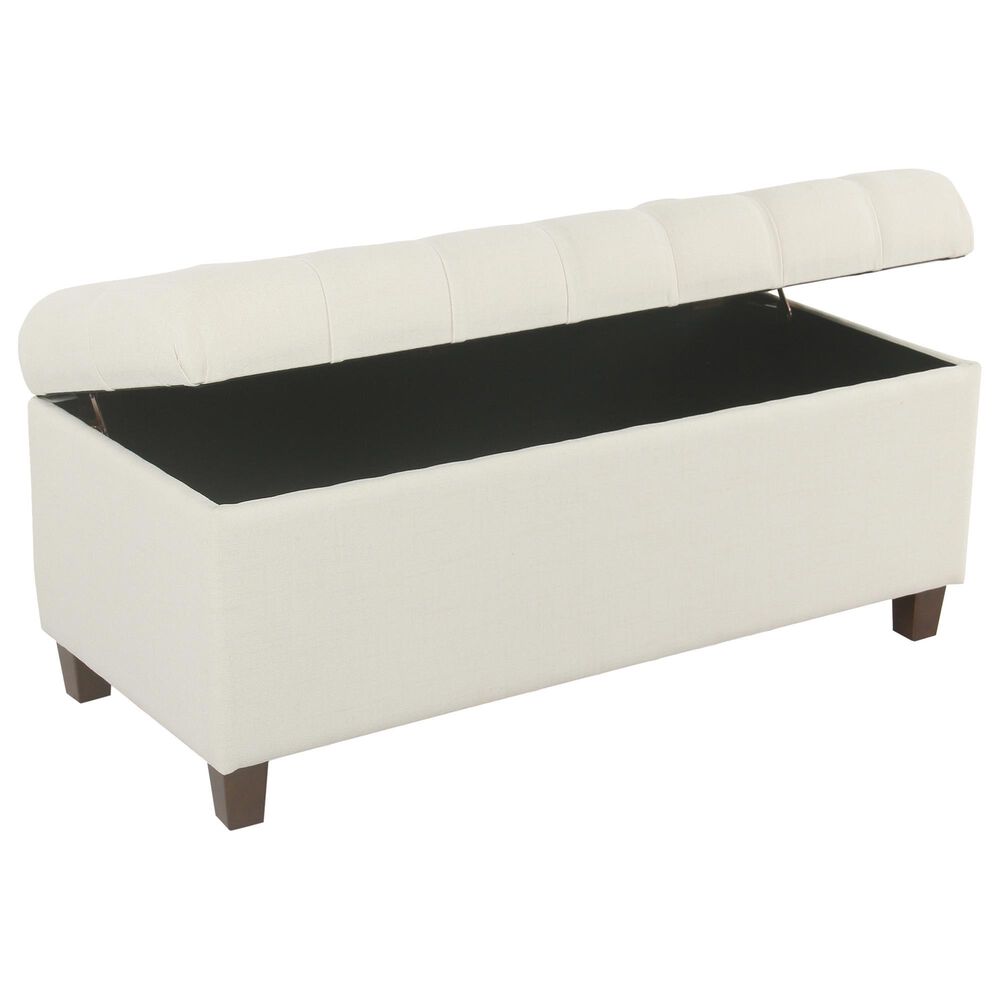 Kinfine Ainsley Storage Bench with Neutral Cushion in Dark Walnut, , large