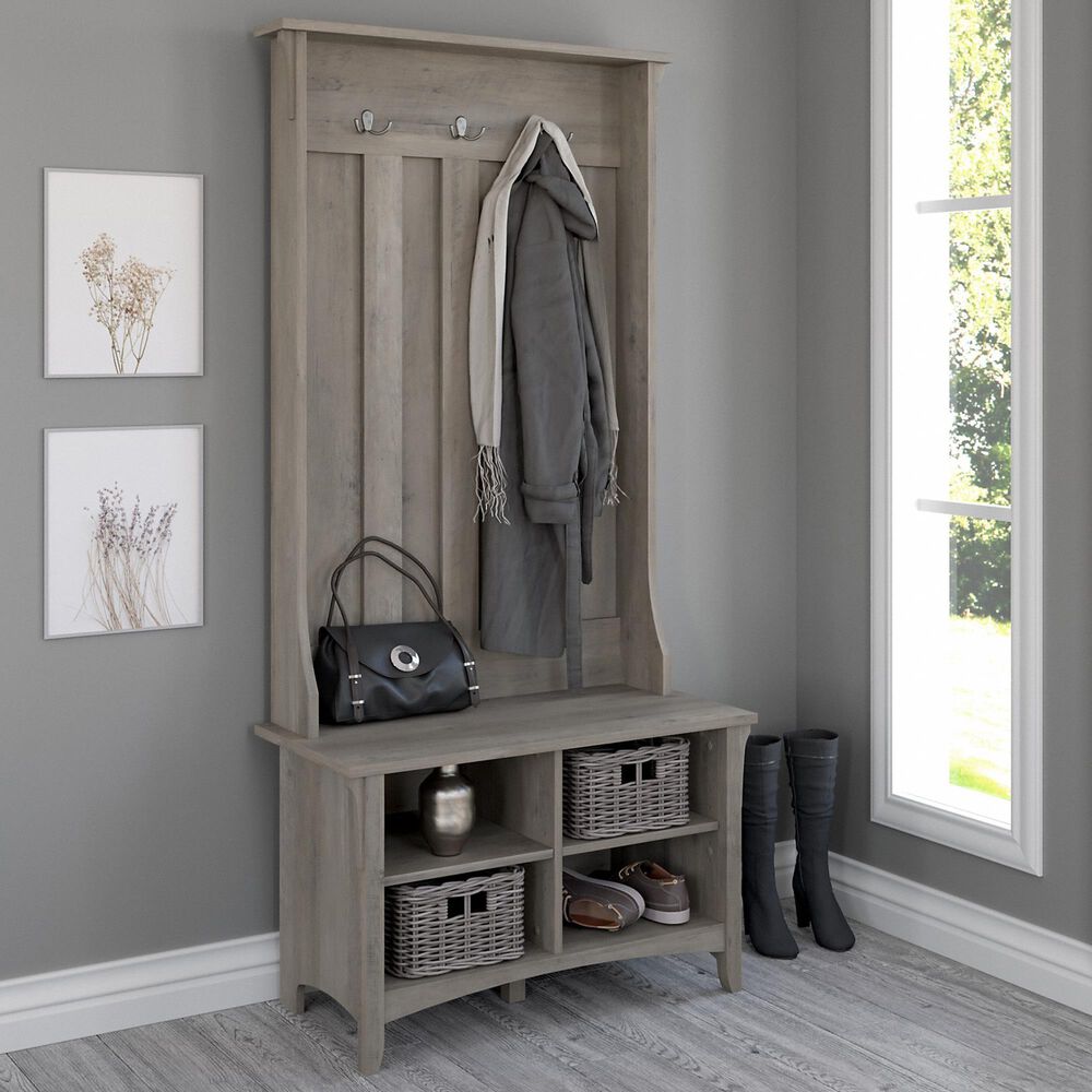 Bush Salinas Hall Tree with Storage Bench in Driftwood Gray Nebraska
