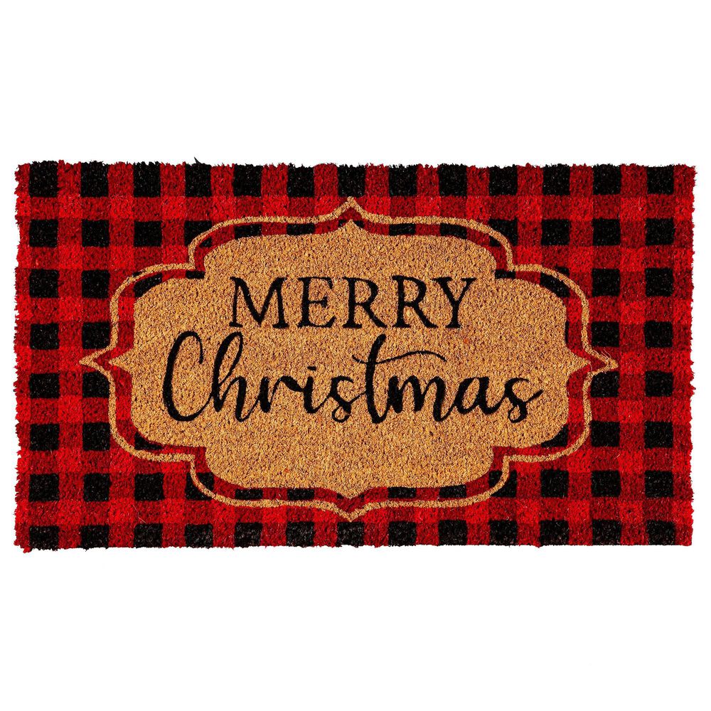 Evergreen Buffalo Check Christmas 1"4" x 2"4" Multicolor Door Mat, , large