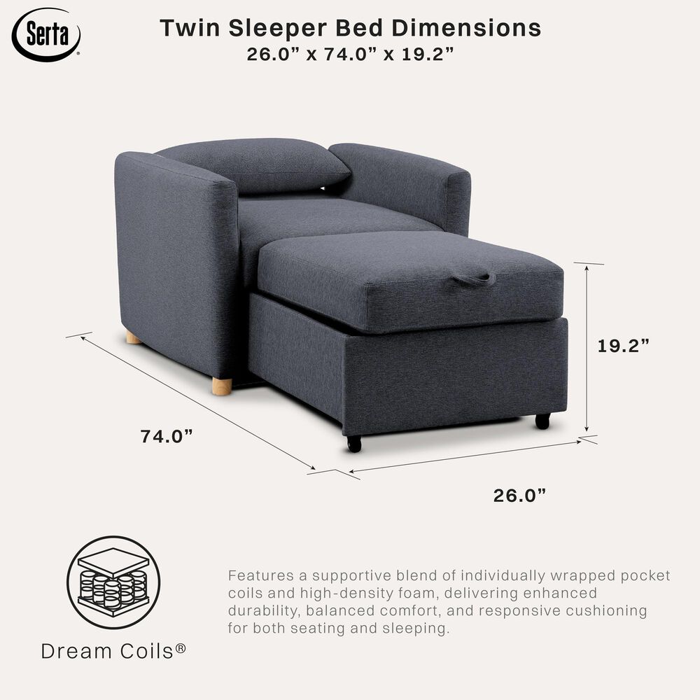 Lifestyle Solutions Conley Convertible Chair in Navy Blue, , large