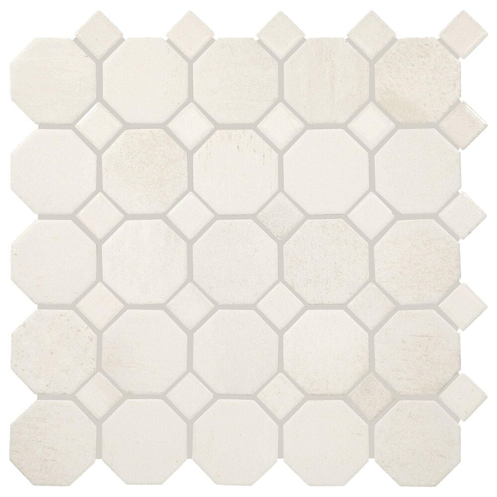 Dal-Tile Relicca Pristine 12" x 12" Octagon Dot Ceramic Mosaic Sheet, , large