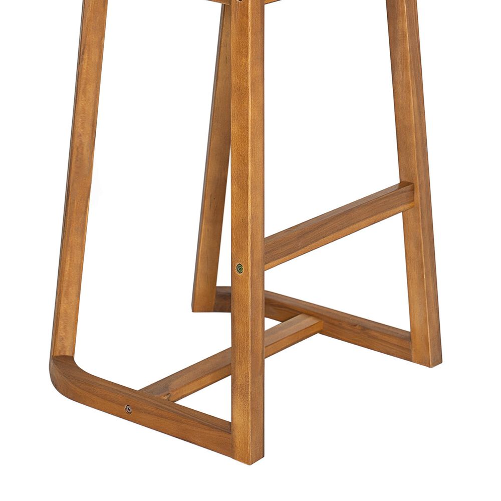 Hearth and Haven Outdoor Bar Stool with Woven Wicker Back and Cushion in Beige (Set of 2), , large