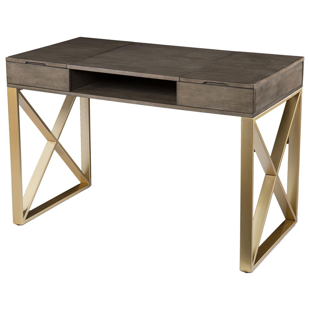 Southern Enterprises Bardmont Storage Desk in Gray/Gold, , large