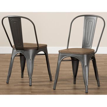 Baxton Studio Henri Stackable Dining Chairs in Oak Brown and Rust (Set of 2), , large