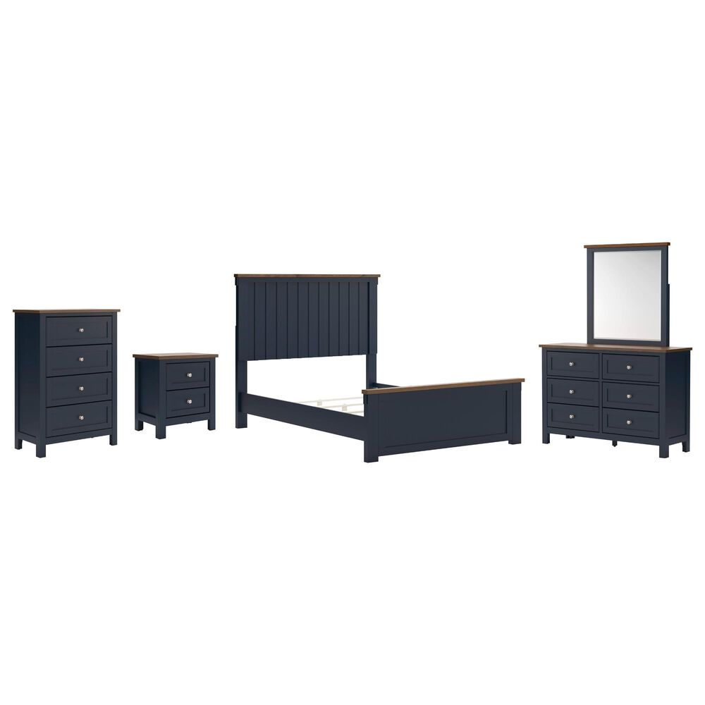 Ashley Landocken 5-Piece Full Bedroom Set in Brown and Blue, , large