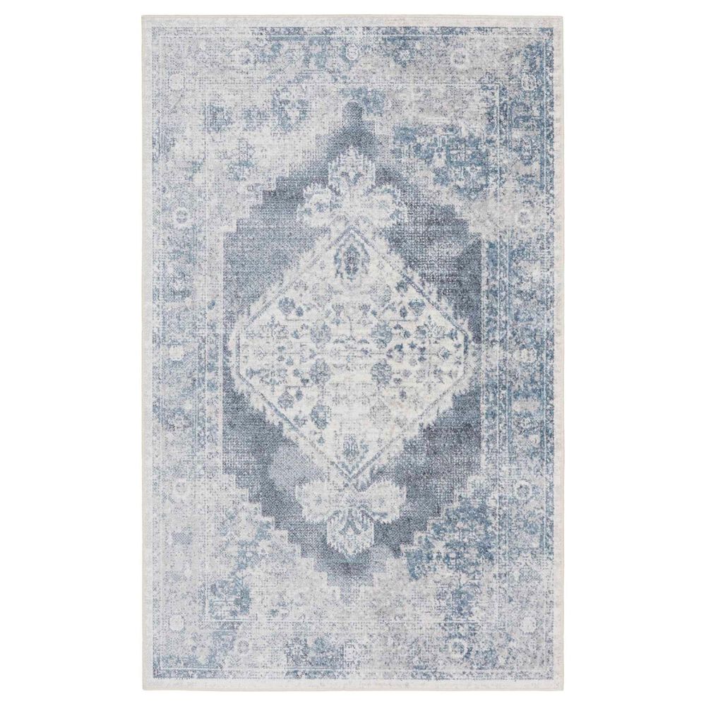 Nourison Astra Machine Washable 4" x 6" Blue and Ivory Area Rug, , large