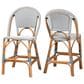 Baxton Studio Genica Counter Stool with Two-Tone Navy and White Weaving in Natural Rattan (Set of 2), , large