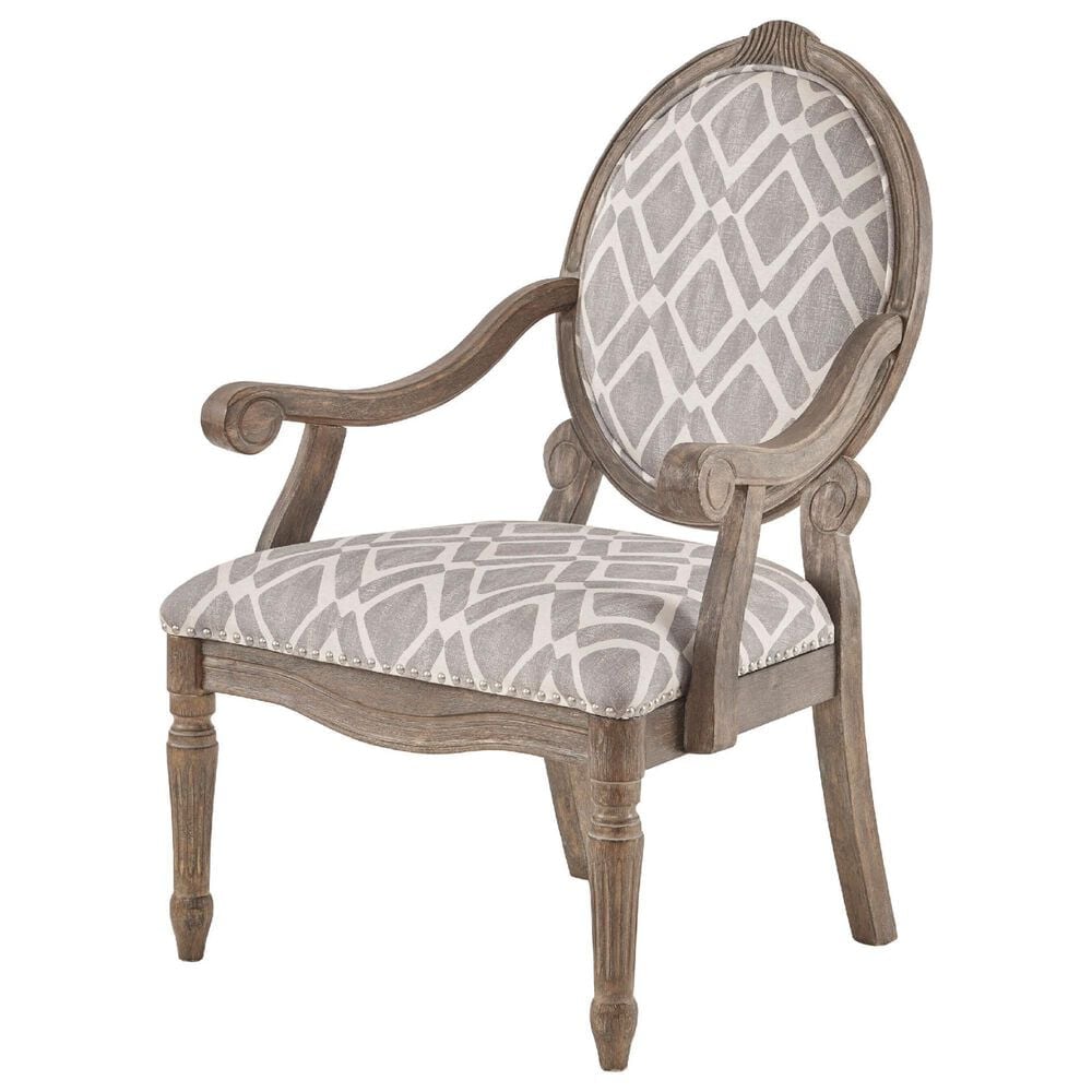 Hampton Park Brentwood Arm Chair in Grey and White, , large