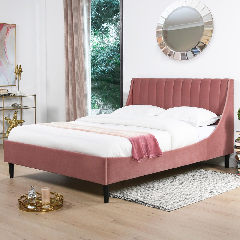 Jennifer Taylor Home Aspen Queen Upholstered Platform Bed in Ash Rose, , large