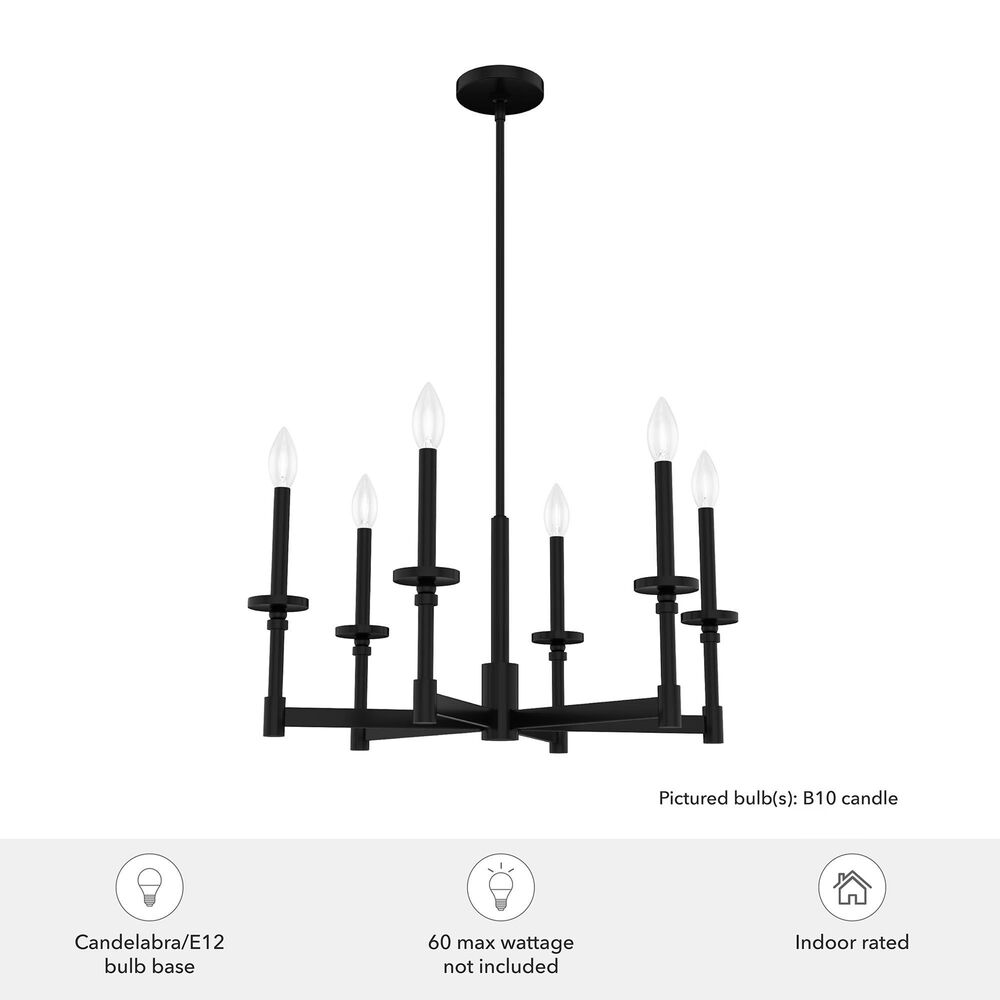Hunter Briargrove Single Tier Chandelier in Matte Black, , large