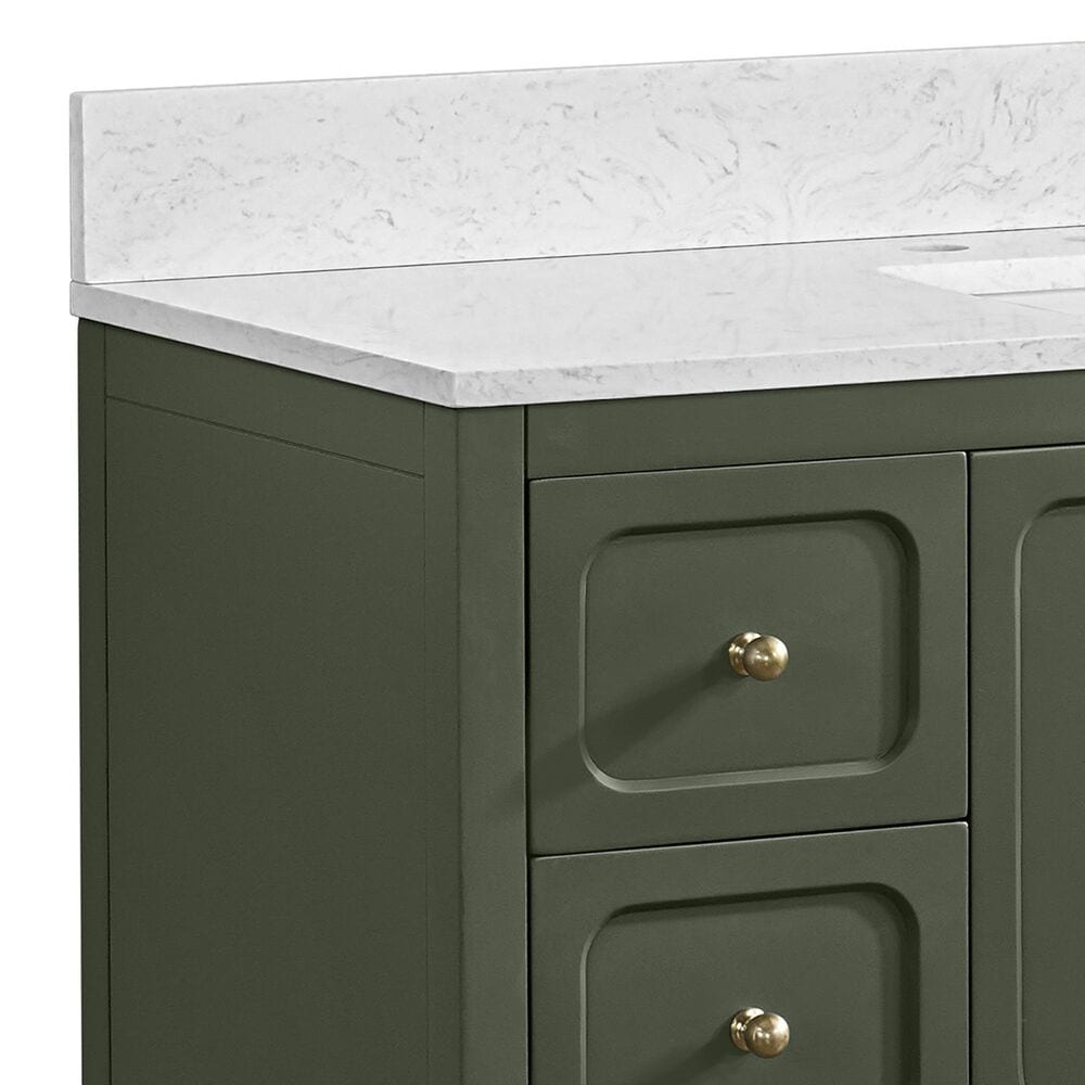 37B Ravello 36" Single Bathroom Vanity Cabinet in Deep Olive Green with Marble Top and Backsplash, , large