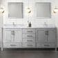 Lexora Home Jacques 80" Double Bathroom Vanity in Distressed Grey with 2 cm White Carrara Marble Top and Rectangular Sinks, , large