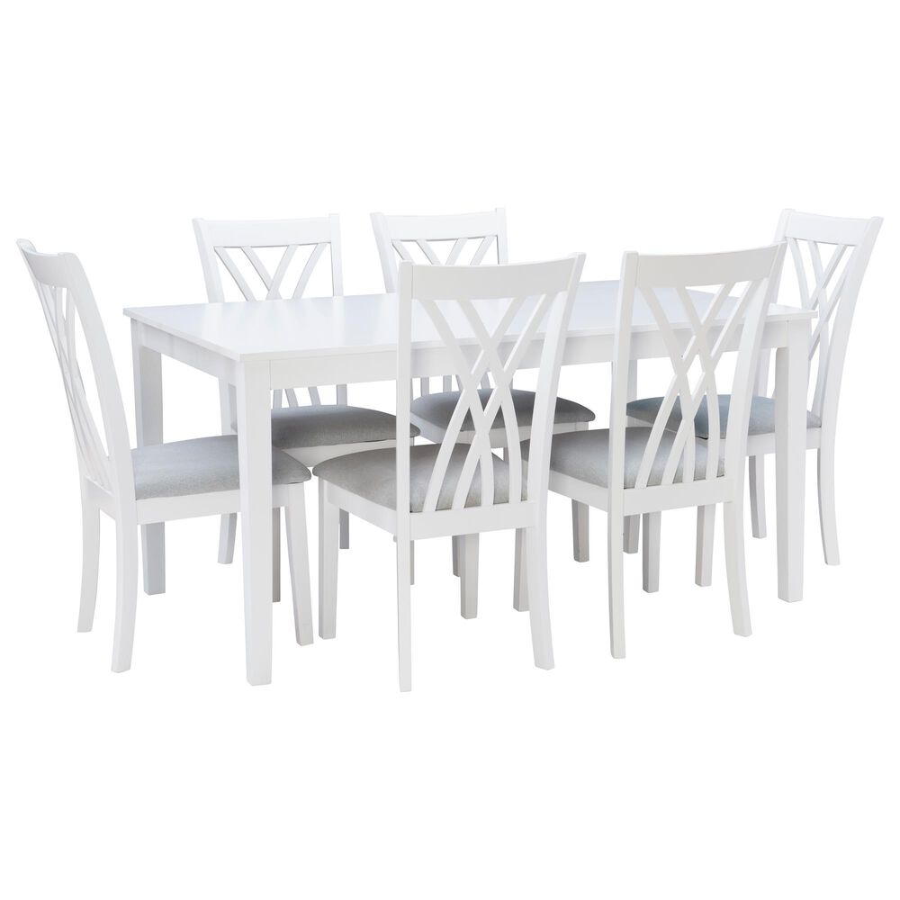 Linon Home Decor Maggie 7-Piece Rectangular Dining Set in Glossy White, , large