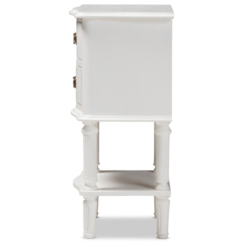 Baxton Studio Audrey 2-Drawer Nightstand in White, , large