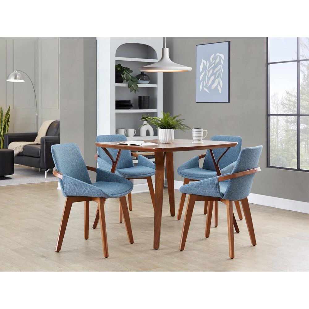 LumiSource Cosmo Arm Chair with Blue Noise Fabric Cushion in Walnut, , large