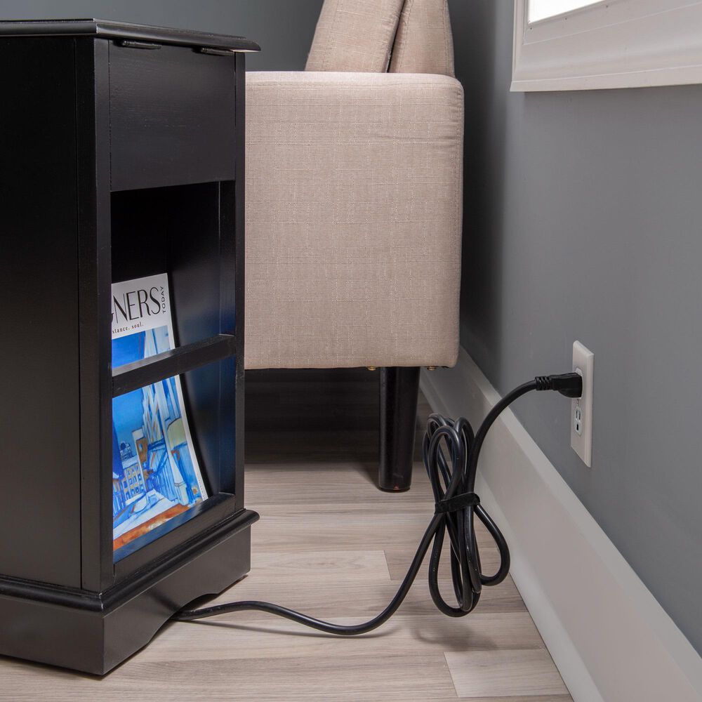 Linon Home Decor Barron Accent Table with USB Charging Station in Black, , large