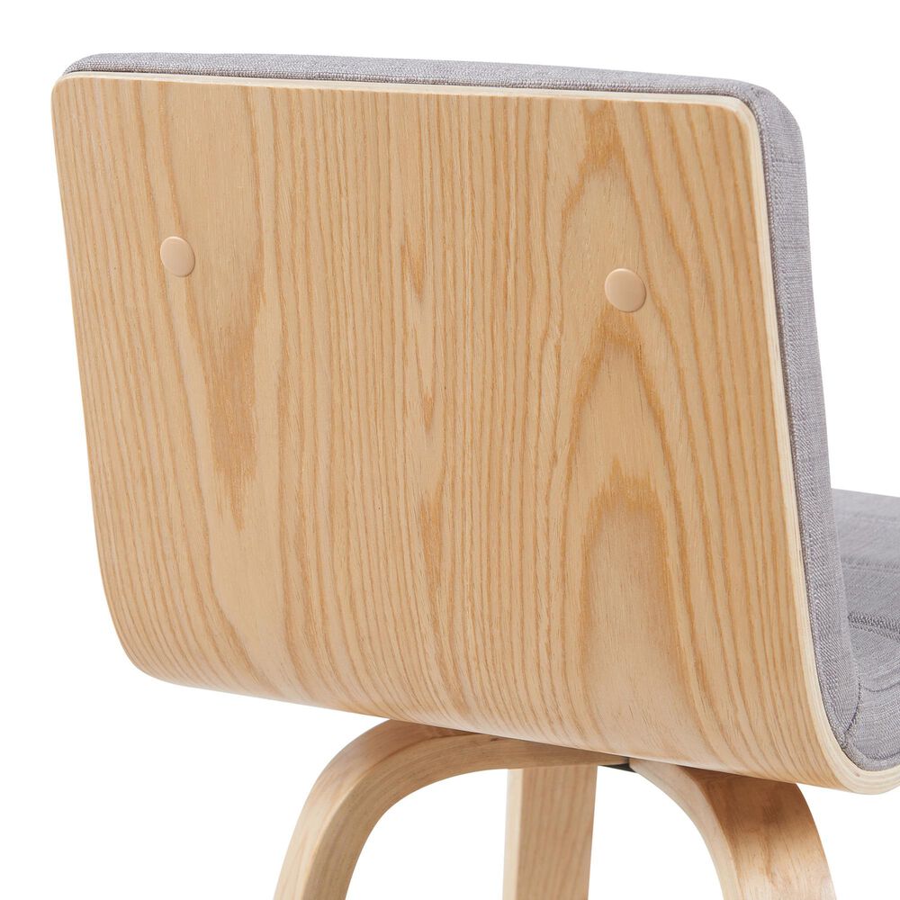 Armen Living Vienna Swivel Bar Height Stool with Gray Upholstery in Patterned Oak, , large