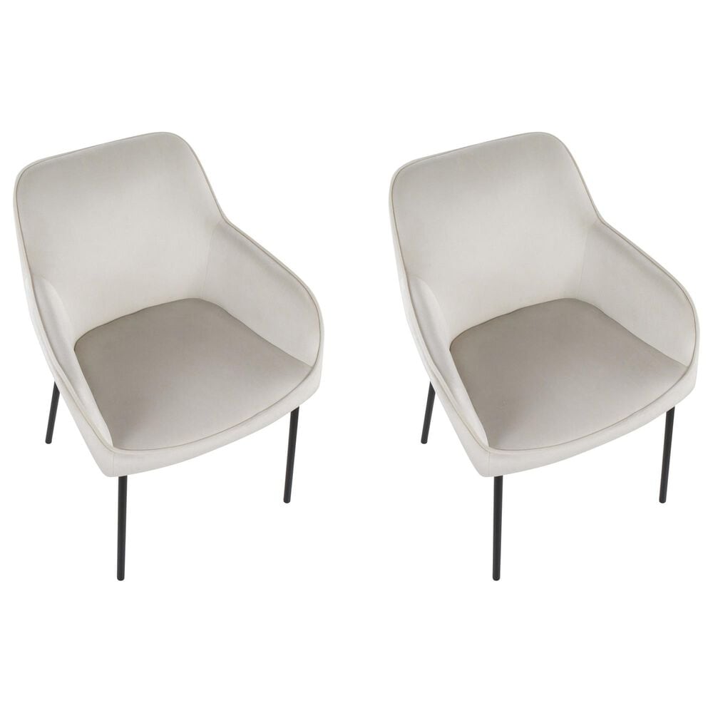 LumiSource Daniella Contemporary Dining Chair in Black Steel and Cream Velvet by LumiSource - Set of 2, , large