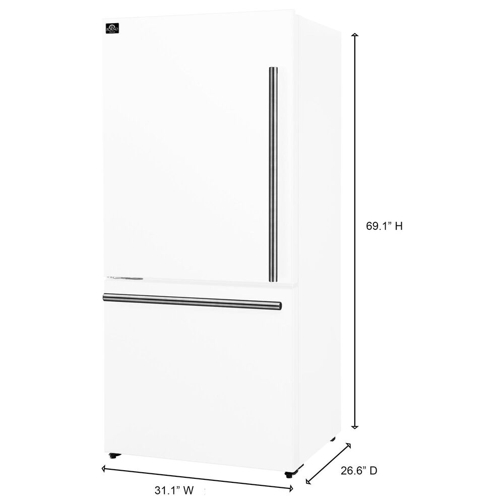 Forno Milano Espresso 17.2 Cu. Ft. Bottom Freezer Refrigerator with Left Swing in White, , large