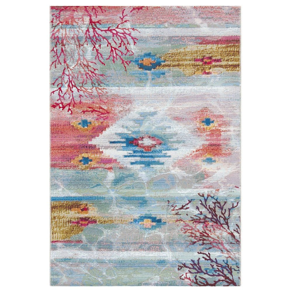 Safavieh Barbados 6"6" x 9"4" Light Blue and Pink Indoor/Outdoor Area Rug, , large