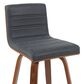 Armen Living Vienna Swivel Bar Height Stool with Vintage Black Upholstery in Walnut, , large