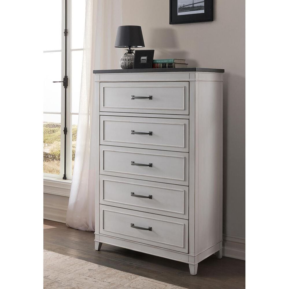 Martin Svensson Home Del Mar 5 Drawer Chest in White and Grey, , large