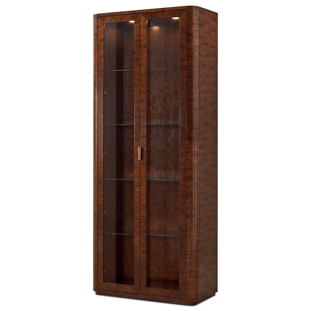 Theodore Alexander Kesden Curio Cabinet in Pyramid Brown and Satin Brass, , large
