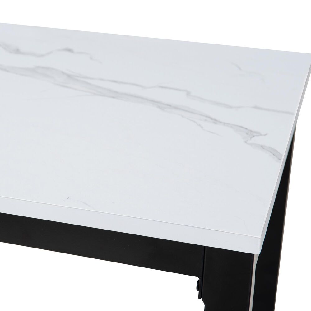 Linon Home Decor Betty 3-Piece Faux Marble Pub Set in Black and White, , large