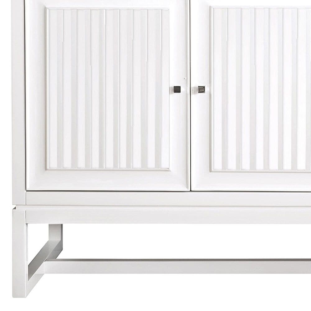 James Martin Vanities Athens 72&quot; Double Bathroom Vanity in Glossy White with 3 cm Carrara White Marble Top and Rectangular Sinks, , large