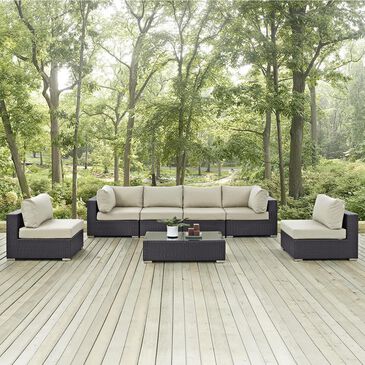 Firefly Convene 7-Piece Outdoor Patio Sectional Set in Espresso and Beige, , large
