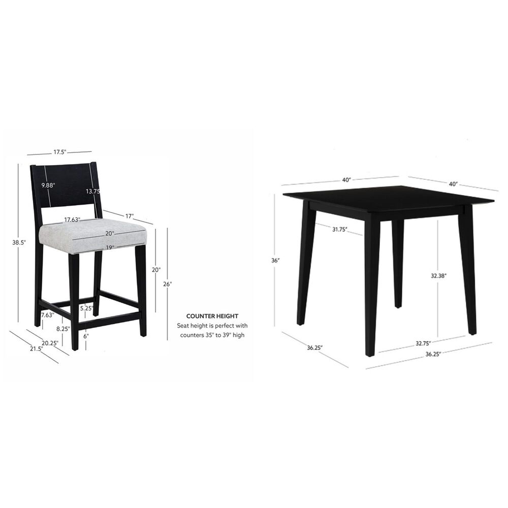Linon Home Decor Cadence 5-Piece Counter Height Dining Set in Black Lacquer, , large