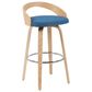 Armen Living Sonia Swivel Bar Height Stool with Blue Upholstery in Oak, , large