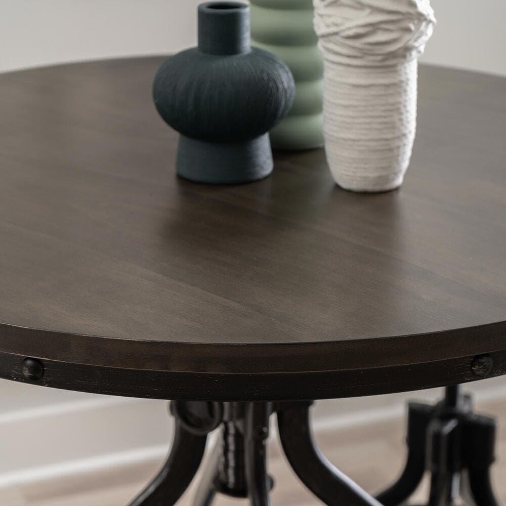 Linon Home Decor Hawkford Adjustable Round Bar Table in Grey and Gunmetal - Table Only, , large