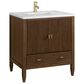 James Martin Myrrin 30" Single Bathroom Vanity in Mid-Century Walnut with Single Hole 3 cm White Zeus Silestone Top and Rectangular Sink, , large