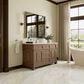 James Martin Vanities Brookfield 60" Single Bathroom Vanity in Pecan with Single Hole 3 cm White Zeus Quartz Top and Rectangular Sink, , large
