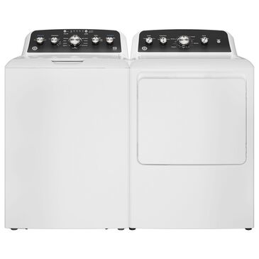 GE Appliances 4.5 Cu. Ft. Top Load Washer with Stainless Steel Basket and 7.2 Cu. Ft. Electric Dryer Laundry Pair in White, , large