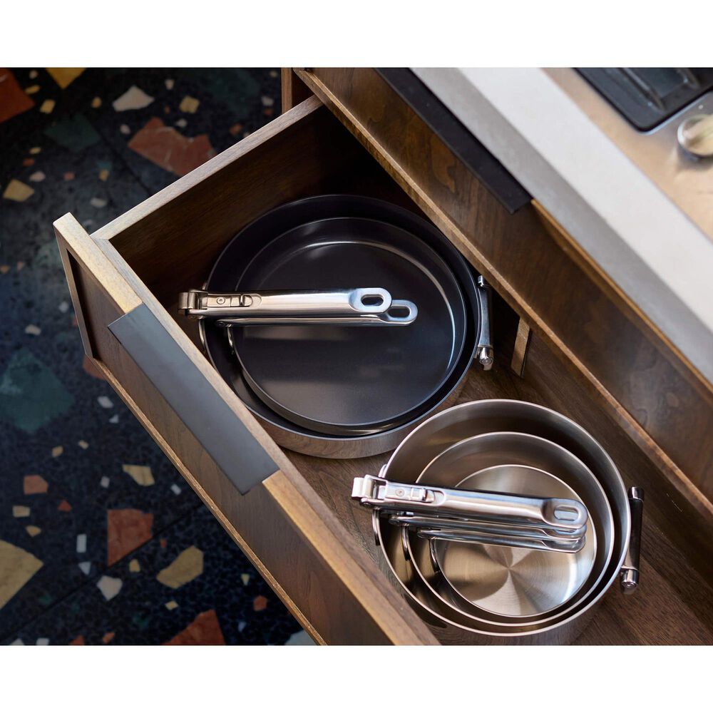 Joseph Joseph Space Steel 2-Piece Frying Pan Set with Folding Handle in Stainless Steel, , large