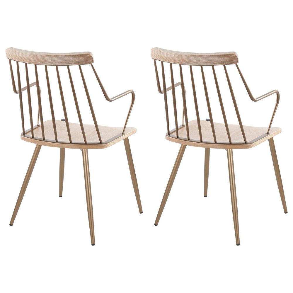 LumiSource Preston Farmhouse Accent/dining Chair in Antique Copper and Whitewashed Wood by LumiSource - Set of 2, , large