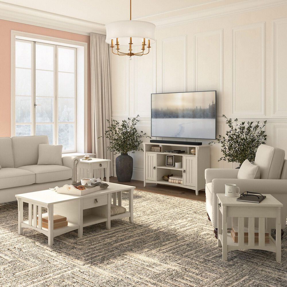 Bush Salinas 48" TV Stand in Antique White Nebraska Furniture Mart