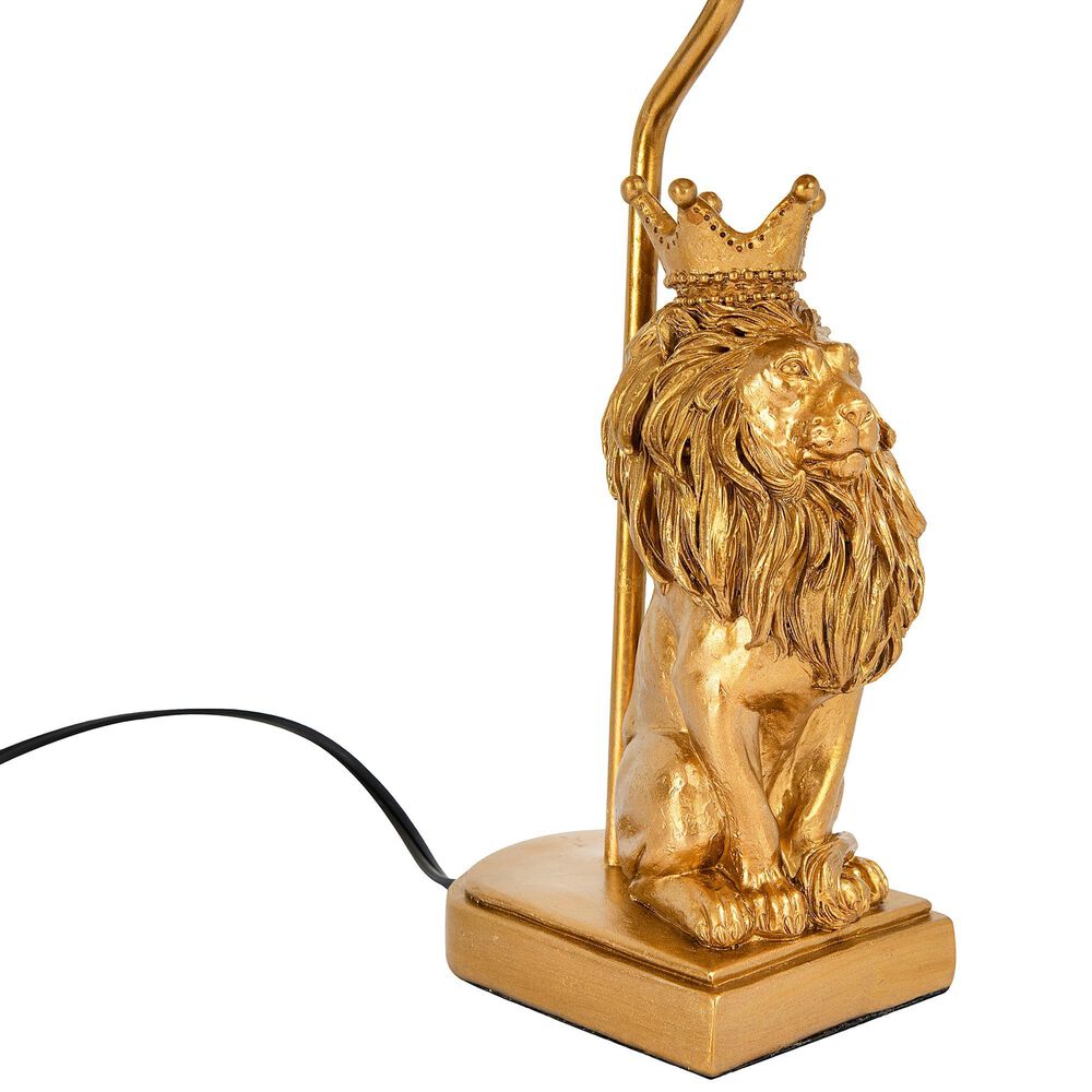 Creative Coop Resin Lion Table Lamp in Gold, , large