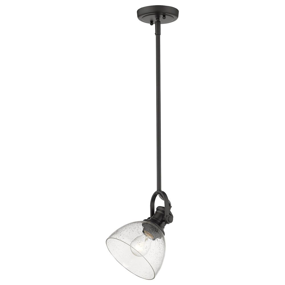 Golden Lighting Hines 1-Light Mini Pendant with Seeded Glass Shade in Matte Black, , large