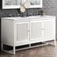 James Martin Vanities Athens 60" Double Bathroom Vanity in Glossy White with 3 cm Arctic Fall Solid Surface Top and Rectangular Sinks, , large
