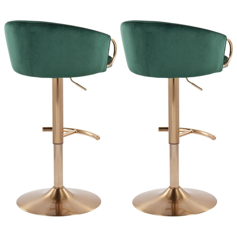Lumisource Claire Swivel Barstool with Green Cushion in Gold &#40;Set of 2&#41;, , large