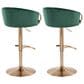 Lumisource Claire Swivel Barstool with Green Cushion in Gold (Set of 2), , large