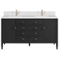 James Martin Vanities Myrrin 60" Double Vanity in Carbon Oak with Single Hole and 3 cm White Zeus Quartz Top & Backsplash, , large