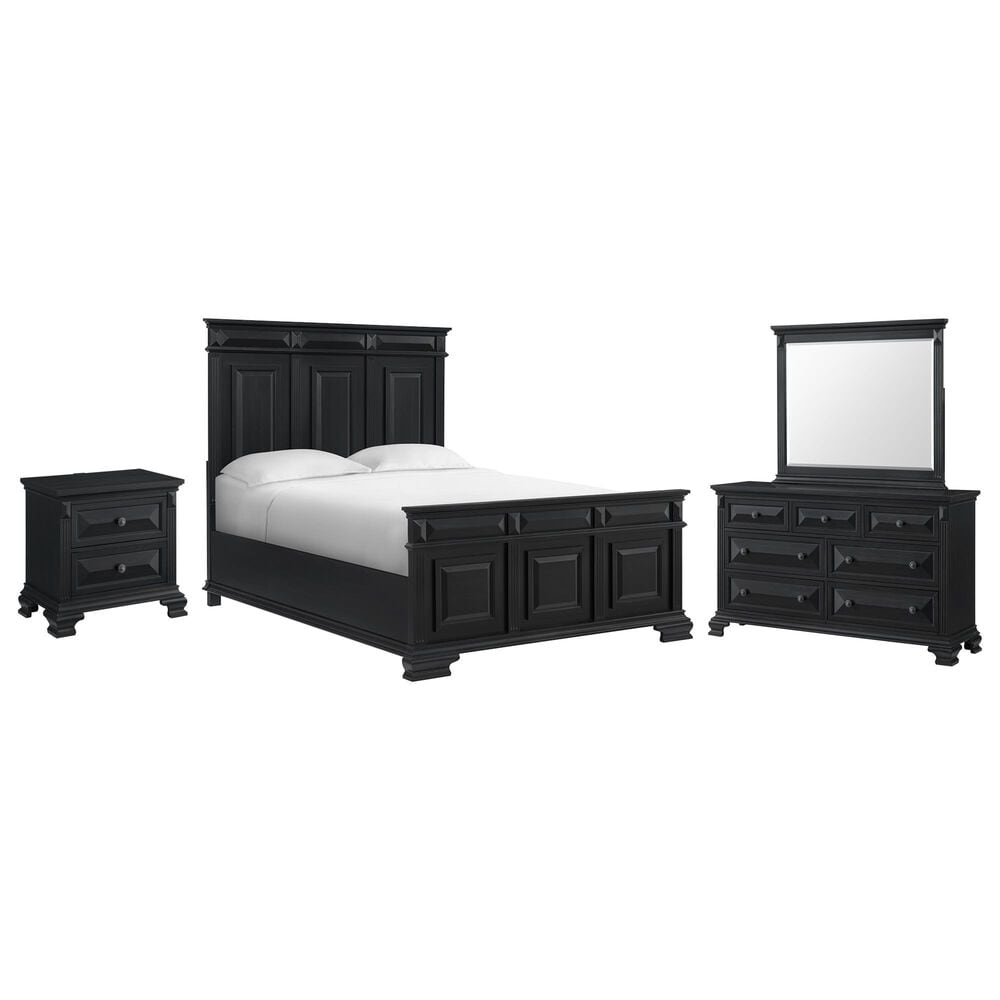 Mayberry Hill Passages 4-Piece Queen Panel Bedroom Set in Black, , large
