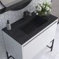 James Martin Mantova 35.4" Single Bathroom Vanity in Glossy White and Matte Black with 2 cm Charcoal Black Resin Countertop and Rectangular Sink, , large