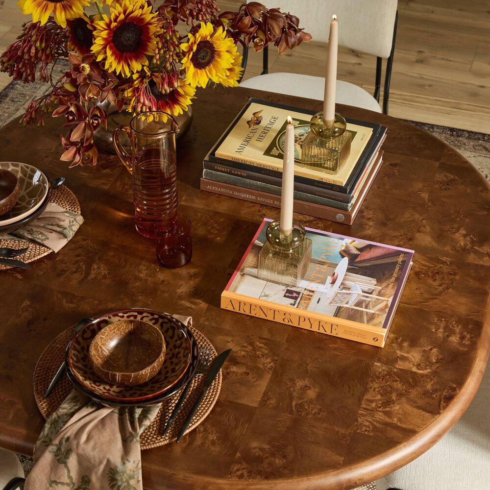 Four Hands Malko Dining Table-Dark Brown Mappa Burl-Dark Brown Rubberwood, , large
